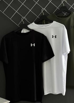 Комплект 3 шт футболка, черный + белый + хаки, under armour