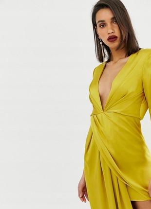 Шикарное атласное платье макси на запах asos disign2 фото