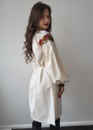 Платье вышиванка невероятный лен handmade5 фото