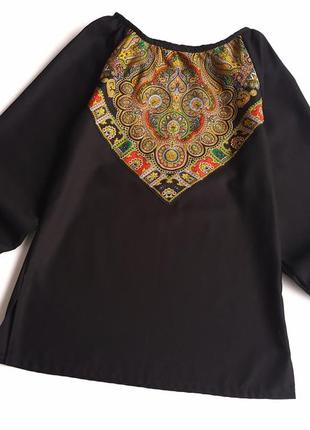 Блуза вишиванка неймовірна бавовняна handmade1 фото
