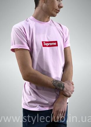 Футболка supreme pink | бирка оригинальная | розовая мужская xs