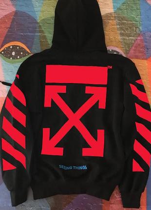Кенгуру off-white - red off • черная толстовка унисекс • топ качество xs