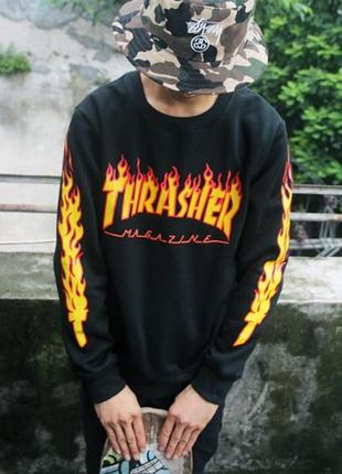 Світшот чоловічий з принтом thrasher flame | кофта xs