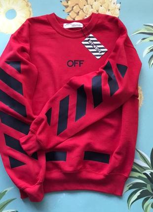 Свитшот off white red black • все размеры • оригинальный принт • топ бирки