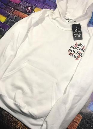 Толстовка белая anti social social club sakura | худи assc | кенгуру ассц4 фото