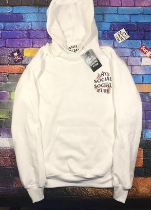 Толстовка белая anti social social club sakura | худи assc | кенгуру ассц5 фото