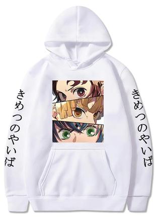 Худи белый loys demon slayer иероглифы