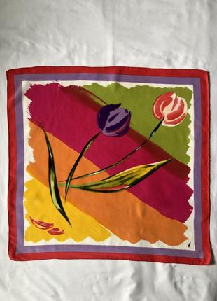 Весняна шовкова хусточка в тюльпани  🌷 🌷🌷