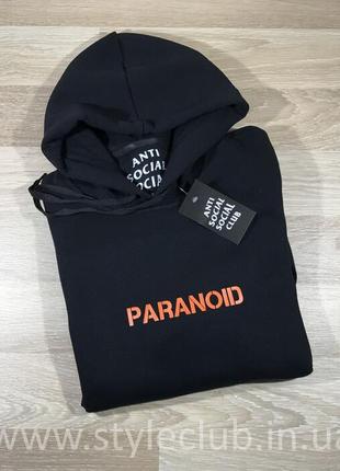 Толстовка чёрная paranoid anti social social club | худи assc | кенгуру ассц3 фото