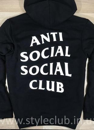 Толстовка чёрная anti social social club classic | худи assc | кенгуру ассц2 фото