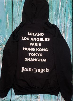 Толстовка чёрная palm angels yelloy spray | худи палм анжелс | палм ангелс кенгуру xs