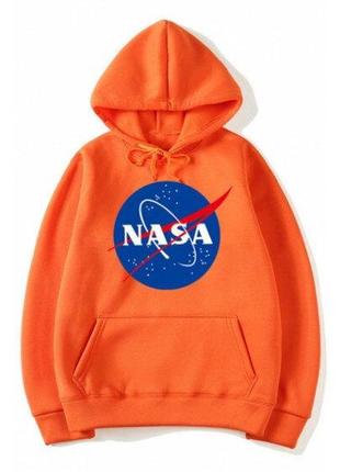 Толстовка оранжевая nasa logo | худи насса | кенгуру наса