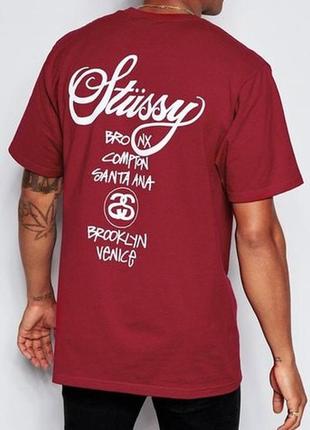 Футболка stussy бордовая | бирки | реальные фотки xs