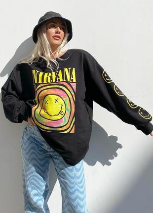 Світшот loys музика рок nirvana smile print