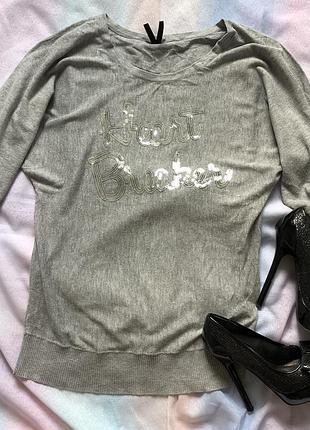 Кофта летучая мышь серая