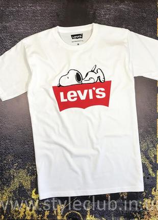 Футболка levis snoopy белая | оригинальные бирки | мужская и женская