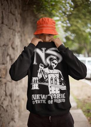 Свитшот черный loys nas old school хип-хоп нью-йорк state of mind xs