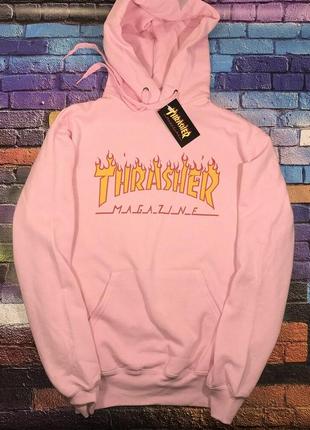 Худи thrasher pink | біркі фото живие | трешер розоватолстовка