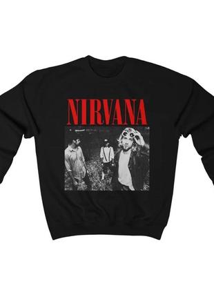 Свитшот черный loys музыка рок nirvana red black xs