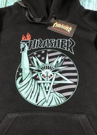 Толстовкачерная thrasher liberty goat | худи трешер | кенгуру трашер4 фото