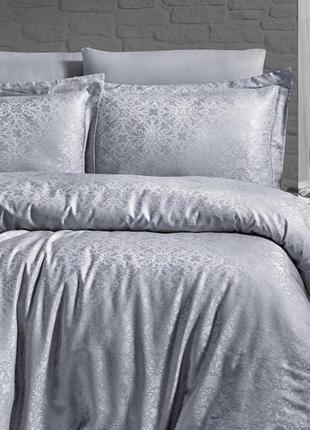Постельное белье жакард  из турции 200х220 однотонные праздничное, фирменное постельное белье хорошее серый