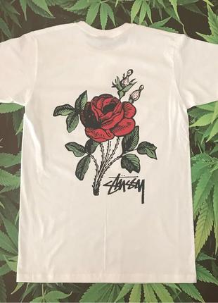 Stussy троянда. люкс . біла футболка xs