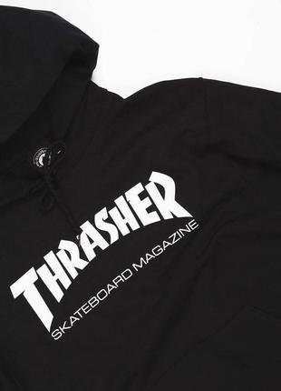 Толстовка черная thrasher skate | худи трешер | кенгуру трашер2 фото