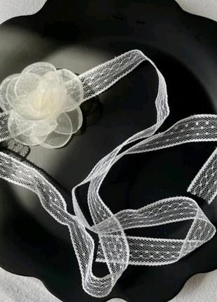 Чокер намисто з великою квіткою мереживне троянди на шнурку шнурок у2к y2k у стилі 90х 2000х на руку талію3 фото