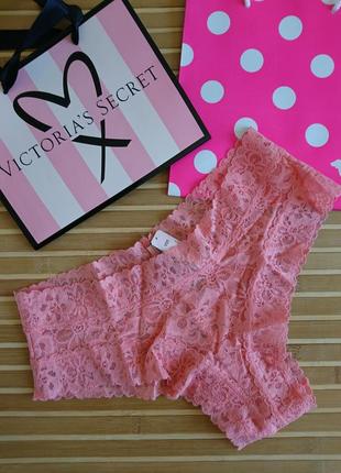 Базові мереживні трусики чікі оригінал victorias secret floral lace cheeky panty