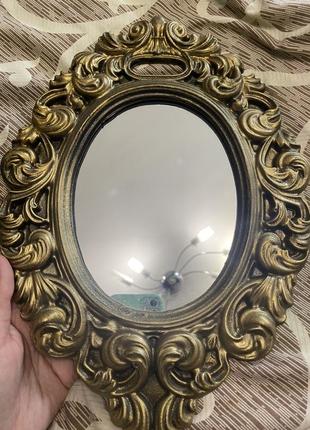 Зеркало винтаж гипсовое барокко узоры золотое винтажное старинное
