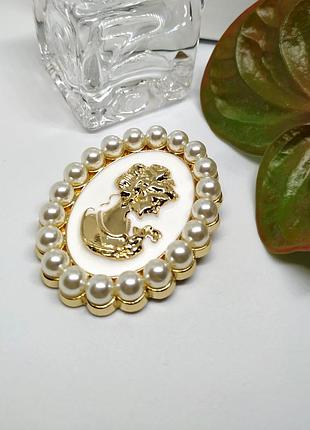 Новая брошь камея белая золотистая пен значок под ретро винтаж
