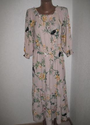Ярусное вискозное платье h&m р-р10 цветочный принт3 фото