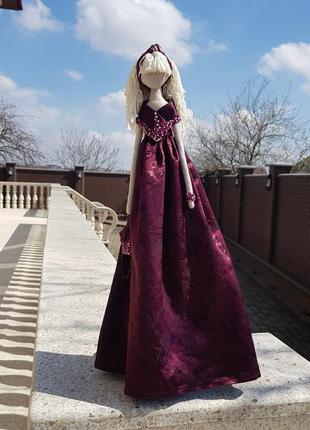 Авторская кукла тенка,бордо "