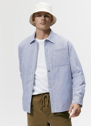 Мужская рубашка в полоску zara с подкладкой р.xl