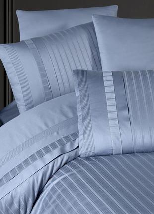 Европейское сатиновое постельное белье 200х220 хорошее, постельные комплекты евро однотонные голубой2 фото