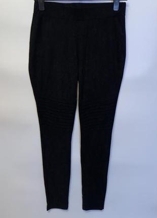 Чорні штани/лосіни під замшу на високий зріст