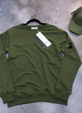 Брендовые мужские свитшоты стон айленд/качественные свитшоты stone island в хаки цвета на каждый день