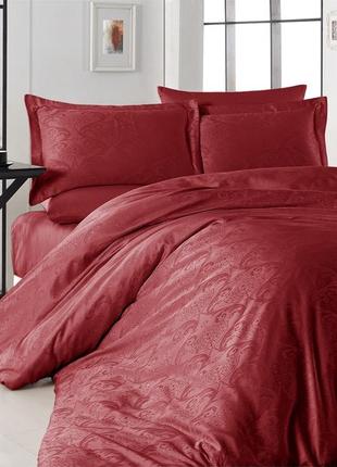 Постельное белье жакард  из турции 200х220 однотонные праздничное, фирменное постельное белье хорошее красный