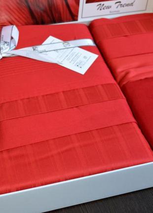 Євро постель сатин хлопок 200 220 из турции праздничное, гипоаллергенное постельное белье сатиновое красный4 фото