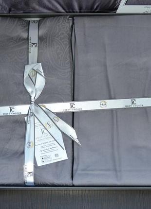 Турецька постільна білизна сатин-жаккард 200 220 фірмова, євро комплекту постільної білизни сірий3 фото