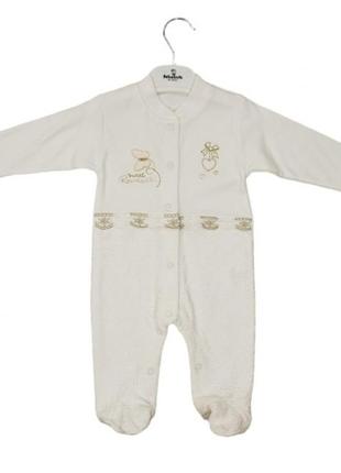 Нарядний чоловічок із закритими ніжками для дівчинки. мереживо,молочний р.62 bebelinna туреччина 229