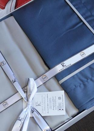 Європейська сатинова постільна білизна 200х220 гарна, постільні комплекти євро однотонні синій5 фото