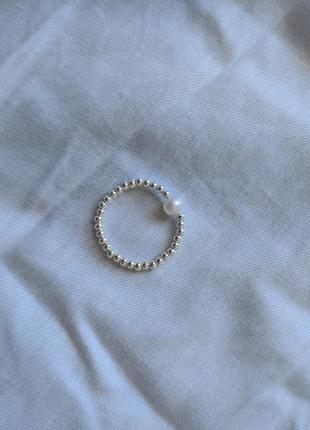 Колечко из серебряных бусин, серебряное кольцо, жемчужное колечко, кольцо из жемчуга3 фото