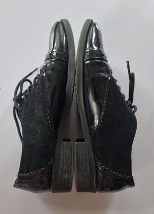 Черные лоферы броги лаковые замшевые на шнурке туфли 36 размер оксфорды9 фото