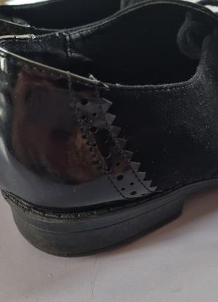 Черные лоферы броги лаковые замшевые на шнурке туфли 36 размер оксфорды4 фото