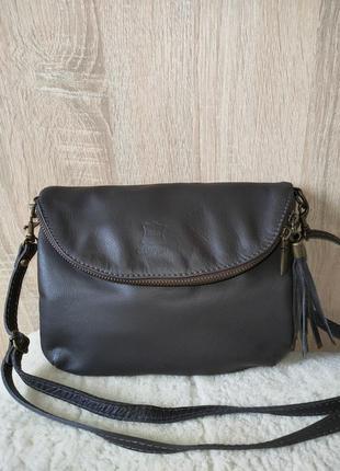 Стильная сумка кроссбоди натуральная кожа genuine leather италия1 фото