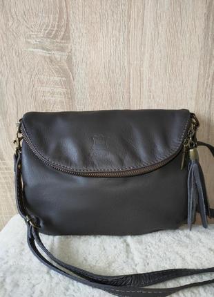 Стильна сумка кроссбоді натуральна шкіра genuine leather італія3 фото