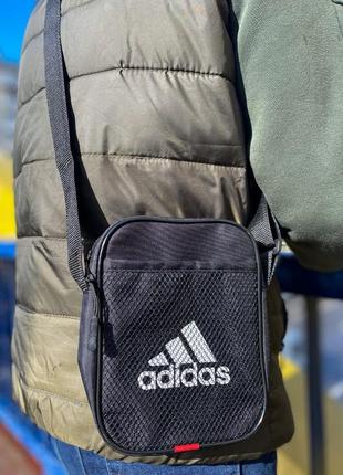 Барсетка adidas  черная сумка через плечо мужская / женская10 фото