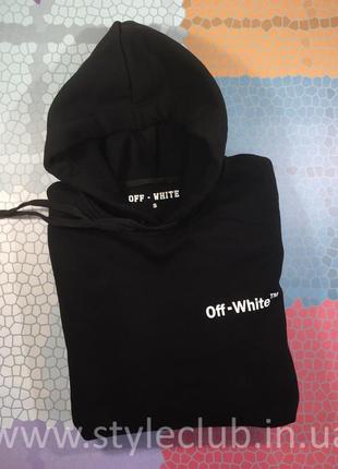 Толстовка чёрная off-white 3d | худи офф вайт | кенгуру оф вайт4 фото