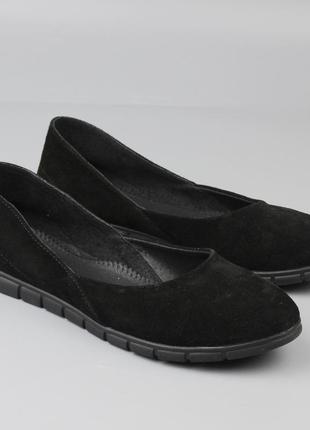 Мягкие легкие повседневные балетки замшевые черные летняя женская обувь большой размер scara v black perf vel